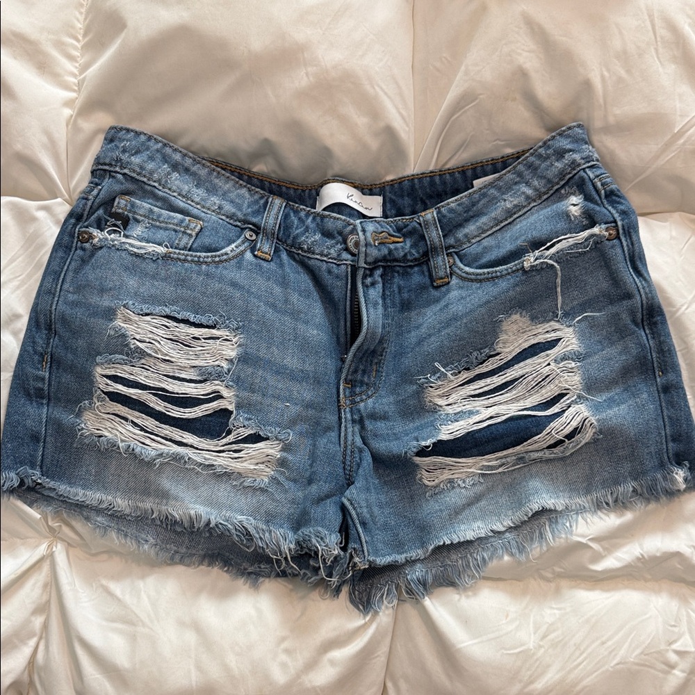 Kancan Distressed Denim Women’s Shorts - Blue 2.5”